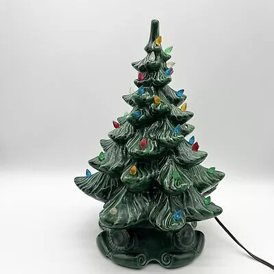 Vintage Atlantic Mold Ceramic Lighted Christmas Tree With Scroll Base 17” • $99