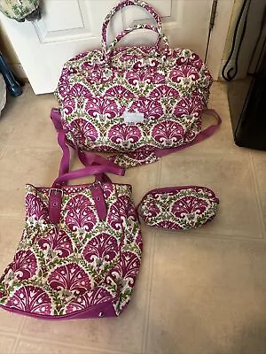 Vera Bradley Travel Grand Traveler Julep Tulip Overnight Weekender Bag / 3 Pcs • $75.25