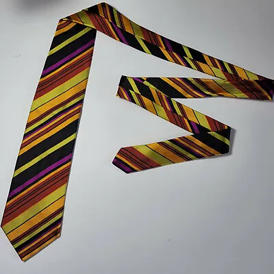 Etro Milano Men's Striped Multicolor 100% Silk Necktie Handmade In Italy • $49.99