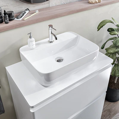£74.92 • Buy 505mm Ceramic Countertop Basin Rounded Square 1 Tap Hole Bathroom Wash Bowl Sink