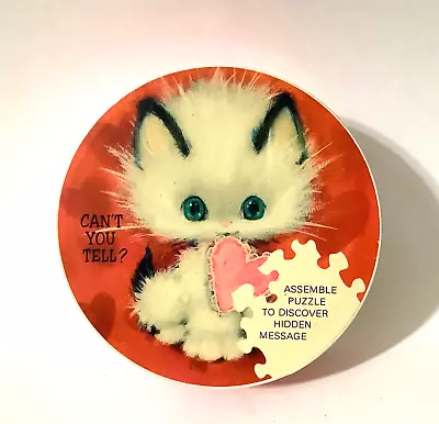 Kitten Cat Can't You Tell VTG Mini Circle Flirtations Springbok Puzzle 1970s • $18