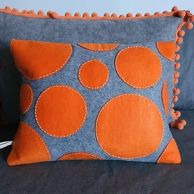 CIRCLES Cushion COVER Grey/Orange Rectangle Shaped Sofa Boudoir Throw 16 X 12  • £17.99
