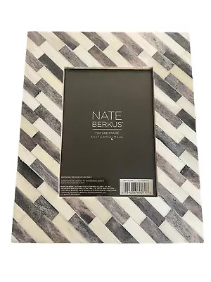 Nate Berkus Decor White & Gray Marble Chevron Picture Frame 5x7 READ • $50