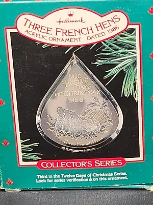 Hallmark Three French Hens Acrylic Ornament 1986 - 3rd In Series  • $7.56