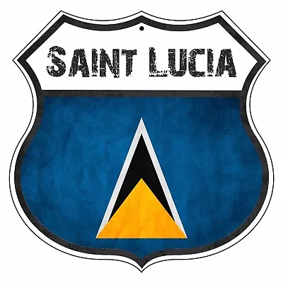 Saint Lucia Country Flag Novelty Highway Shield Man Cave Aluminum Metal Sign • $14.99