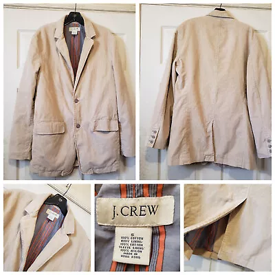 Vintage J Crew Blazer Mens Small Beige Corduroy 2 Button Lined Sport Coat Jacket • $41.55