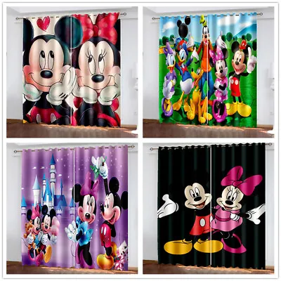 £34.20 • Buy Boys Girls 3D Mickey Mouse Curtains Kids Blackout Curtains Ring Top Eyelet Gift