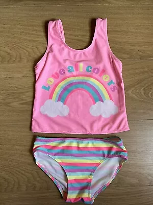 Girls Age 6-8 Years H&M Pink Rainbow Bikini Tankini Swimwear Holiday VGC • £5