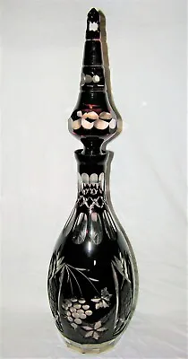 Antique Moser Bohemian Crystal Dark Ruby Red Cut To Clear Decanter • $144.99