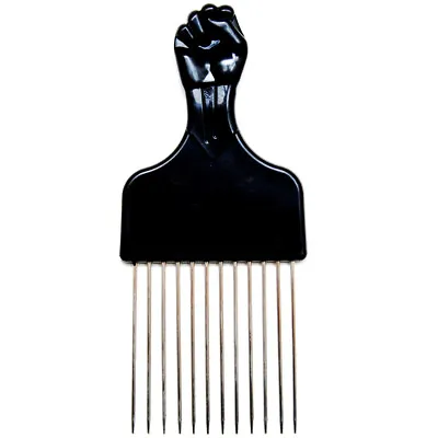 Afro Pick Comb 6.75  Black Fist Metal Lift Hair Detangle US Seller 1-2 Pack • $7.99