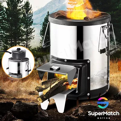 Portable Camping Stove Stainless Steel Picnic Outdoor Wood Burning Cooking Stove • $69.59