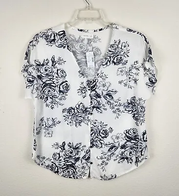 Maurices Women's Short Sleeve Floral Print Blouse Top Size S Button Detail NWT • $16.16