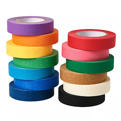 1/2 Colored Masking Tape - 12 Pack Colored Painters Tape For Arts And Crafts Ar • $18.22