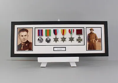 Personalised Military Medal Frame - Six Medals & Two 6x4  Photos.20x60.(147) • £51