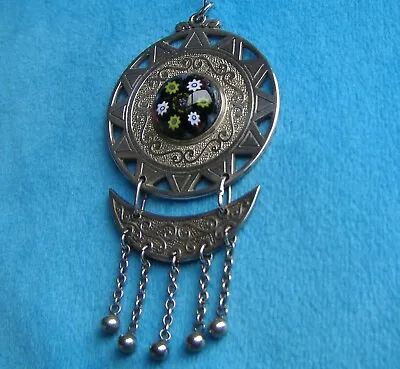 Vintage Caithness Millefiori Sterling Silver Pendant 1972 Hallmarked Edinburgh • £64.95