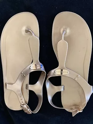 Michael Kors Gold Jelly PVC Buckle Strap Women's Thong Sandals Size 11 • $8.99