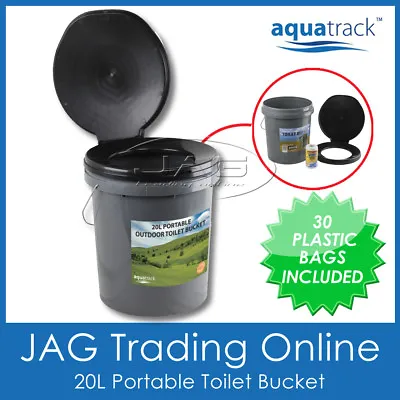 PORTABLE OUTDOOR TOILET BOX 20L WITH LID & FREE BAGS - Camping Bush Dunny Bucket • $49.95