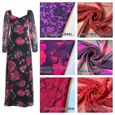 Floral Leopard Crepe Chiffon Fabric Sheer Summer Dress Drape Craft Material 44  • £3.64