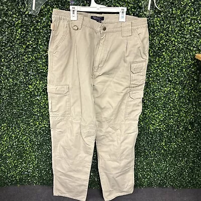 5.11 Tactical Pants Mens 36x36 Khaki Cotton Cargo Style 74251 Double Knee Logo • $26.99