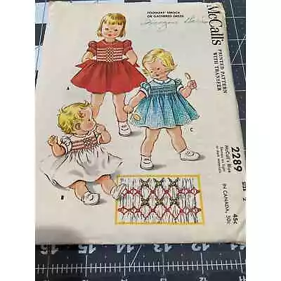 McCalls Vintage Sewing Pattern 2289 Girls Smocked Dress Size 2 Uncut Toddler  • $14.95