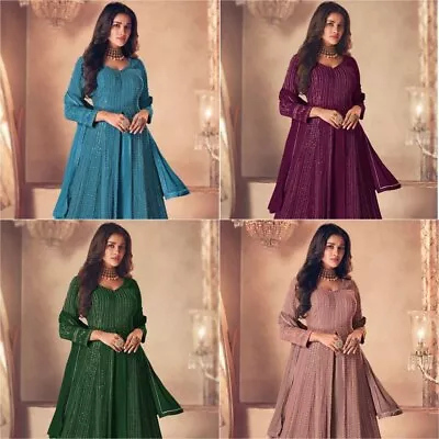 Indian Girls Anarkali Pakistani Party Gown Dress Salwar Wear Kids Suit Wedding • £37.96