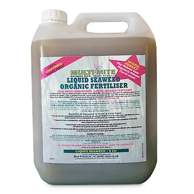 5ltr Organic Seaweed Liquid Concentrate MULTI MITE - ALL Plant FEED Fertiliser • £20.95