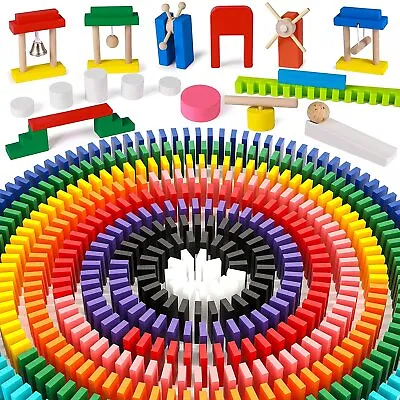 £17.99 • Buy 480pcs Coloured Wooden Tumbling Dominoes Games For Kids Childrens Fun Play Toy