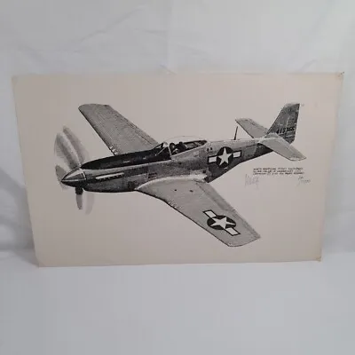 VTG 1979 Joe Milich North American P-51D Mustang Signed 1981 22/1000 Litho Print • $48.95