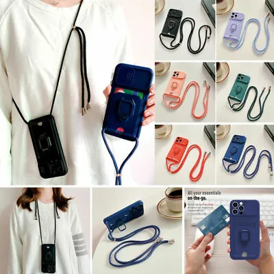 $14.77 • Buy Phone Case For IPhone 13 12 11 Pro Max XS XR Neck Lanyard TPU Ring Holder Cover