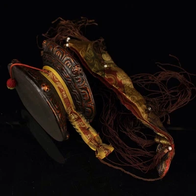 $138 • Buy Chinese Tibetan Buddhism Handmade Cowhide Drum