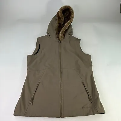 Marmot Furlong Vest Women's Size L BROWN Khaki Hoodie Full-Zip Vest • $31.76