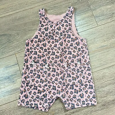 Girls Baby 3-6 Month Pink Animal Print Cord Romper Outfit • £3.95