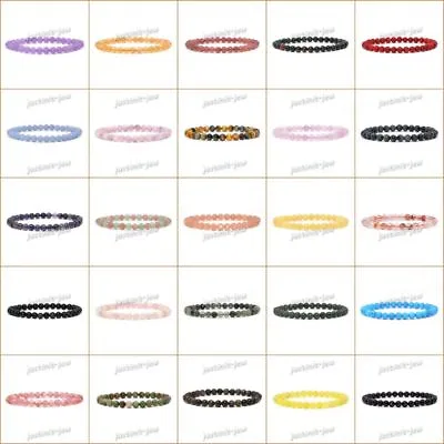 $3.99 • Buy 6mm Fashion Round Gemstone Beads Stretchable Bracelet 6.5 