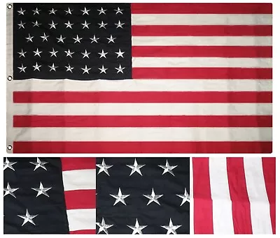 3x5 Embroidered Sewn American 34 Star Linear Synthetic Cotton Flag 3'x5' 3 Clips • $48.88