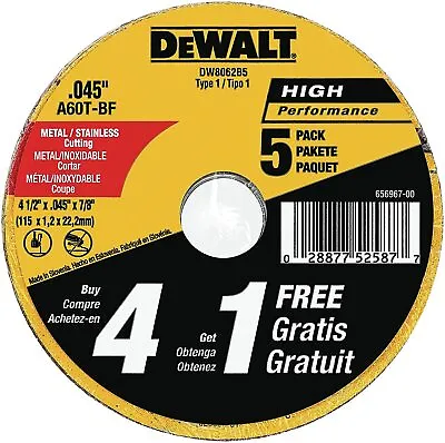 $17.90 • Buy DEWALT 5PC 125mm 5  Professional Cutting Wheels Discs Steel Inox Ultra Thin