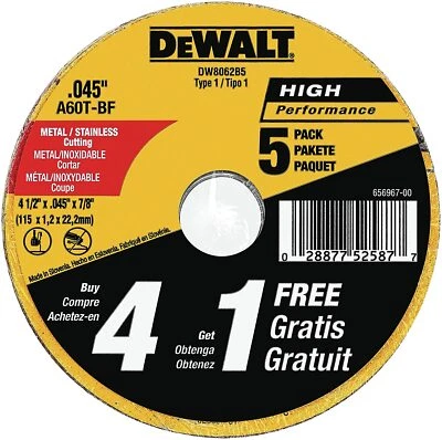 $17.90 • Buy DEWALT 5PC 125mm 5  Professional Cutting Wheels Discs Steel Inox Ultra Thin