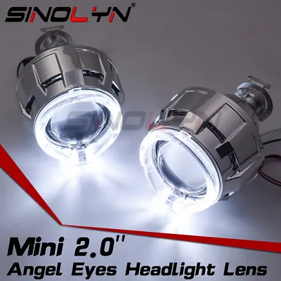 LED Angel Eyes Halo H4 H7 HID Headlight Bi-xenon Projector Lens 2.0'' Micro Mini • $59.79