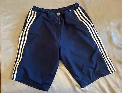 Adidas Mens Nylon Tracksuit Shorts Scally L Navy Blue Lightweight • £13.90