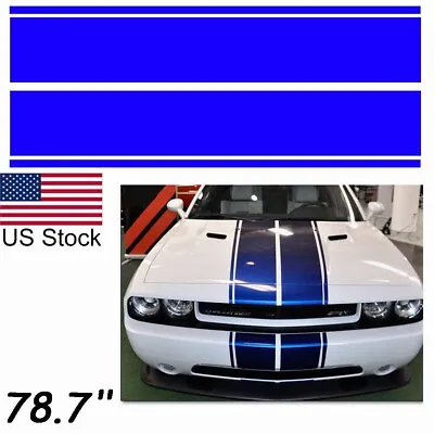 For Dodge Challenger 78.7'' Blue Hood Roof Racing Stripe Decal Vinyl Sticker • $23.99