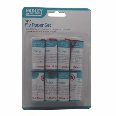 Hadley 8pc Sticky Paper Ceiling Hanging Fly Killer Set Insect Wasp Midge Trap • £3.51