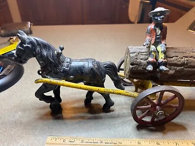 Kenton Cast Iron Horse Drawn Log Wagon Cart • $449.99