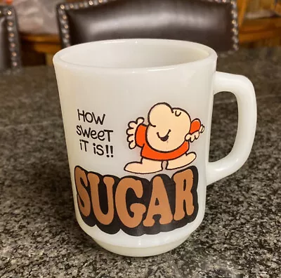 $14.99 • Buy Vtg 1979 ZIGGY How Sweet It Is Sugar Coffee Mug Cup Milk Glass Anchor Hocking