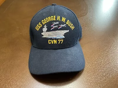 Vintage USA Made USS GEORGE H W BUSH CVN 77 Pilot Snap Back Trucker  Hat Cap • $11.99