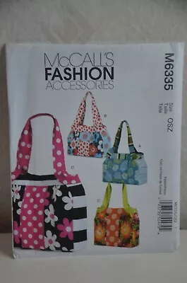 McCalls M6335 Fashion Accessories Lined Bags W/ Pockets Sewing Pattern UNCUT • $4.99