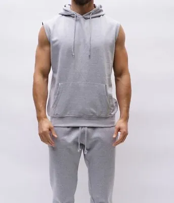 Men's Sleeveless Pullover Hoodie Gym Bodybuilding Hooded Workout Muscle Tank Top • $21.95