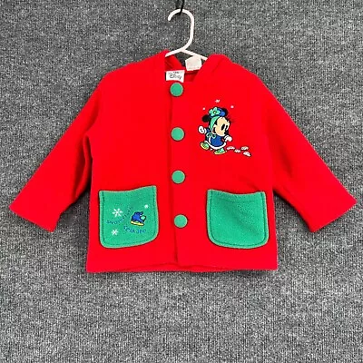 Vintage Disney Store Minnie Mouse Fleece Jacket Girls 18 Months Red Embroidered • $19.99