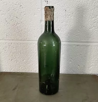 Vintage Green Glass Wine Bottle Pontel Bottom Unmarked 12” Green Bottle R • $28