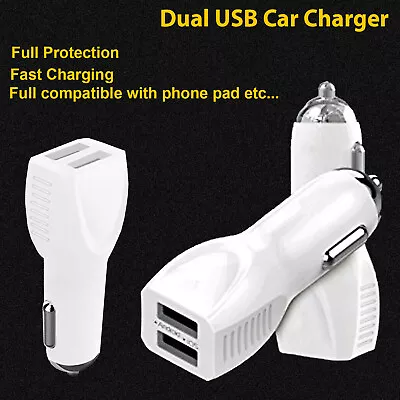 Car Charger 2.4 AMP Dual Fast Power Charging For Phone Tablet IPhone Samsung • £4.94