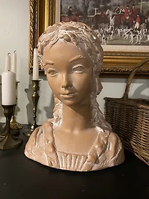 RARE VTG LLADRO Style Young Girl Bust Head Bisque Fulgencio Garcia 13” • $129