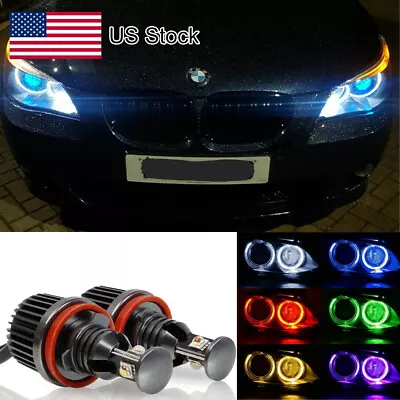 2x Multicolor H8 LED Angel Eyes Halo Ring Bulbs For BMW E90 E92 E60 328i 335i M3 • $87.99